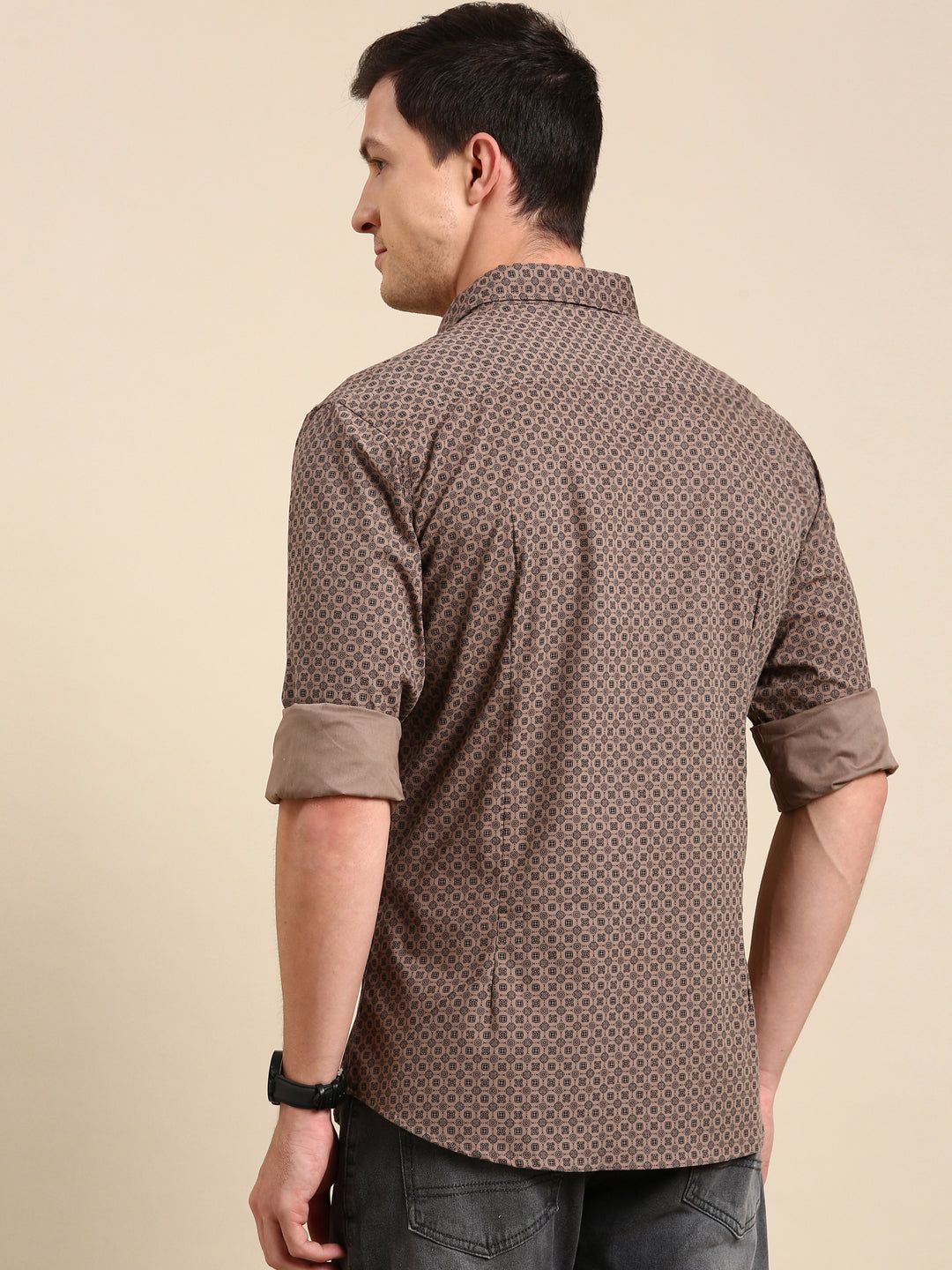 Brown Printed Full Sleeves Shirt-40