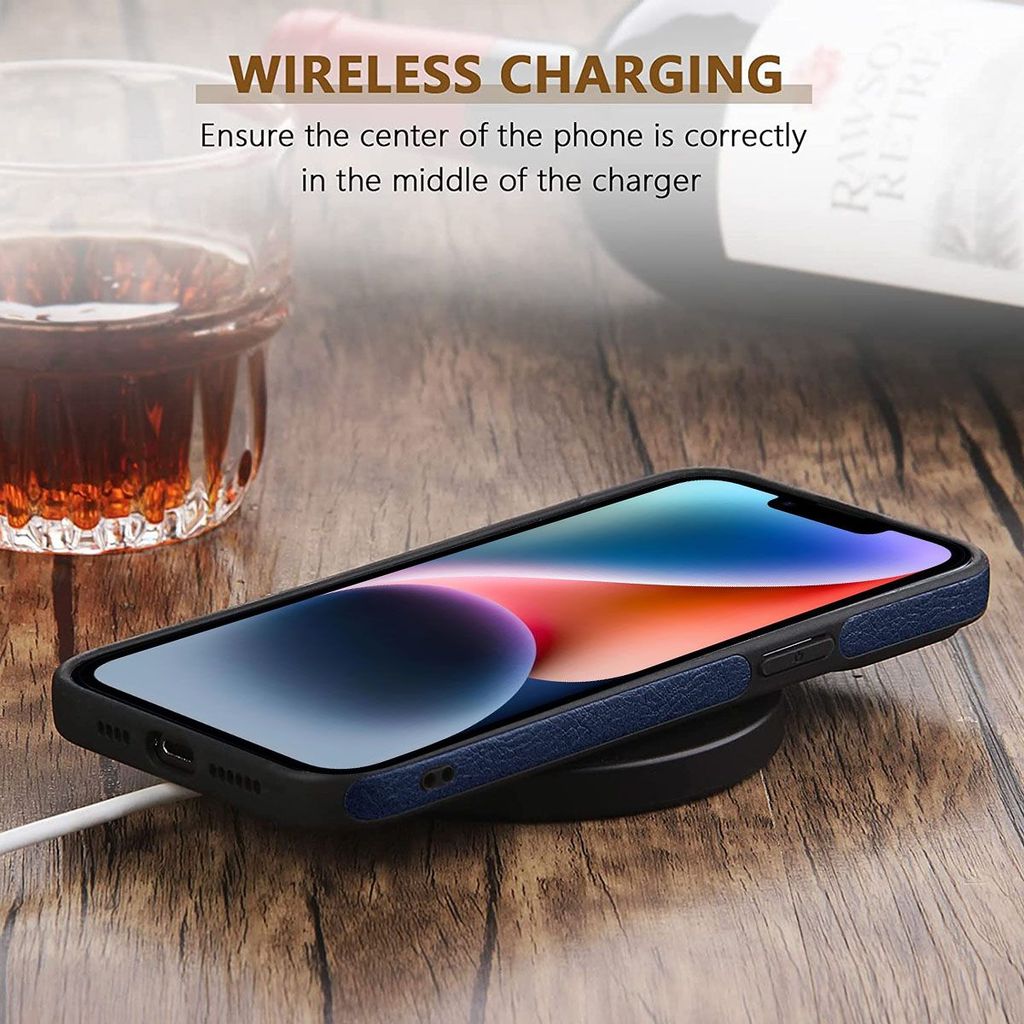 LIRAMARK PU Leather Flexible Back Cover Case Designed for iPhone 14 Plus (6.7 inch)