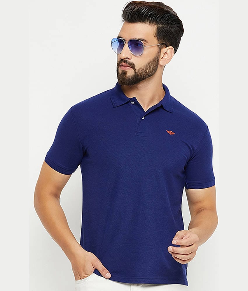 GET GOLF Pack of 1 Cotton Blend Regular Fit Solid Half Sleeves Men's Polo T Shirt ( Navy )