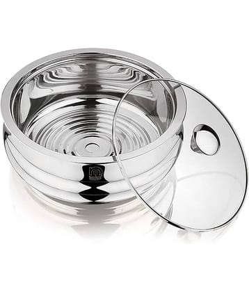 Nanonine Chapati Server Belly Double Wall Insulated Stainless Steel Serve Fresh Casserole With Steel Coaster And Glass Lid, 750 Ml, 1 Pc
