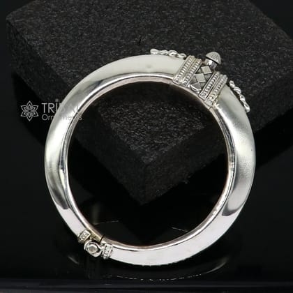 Unique vintage design 925 sterling silver vintage plain design handmade bangle bracelet kada cuff bracelet ethnic Banjara jewelry nsk732