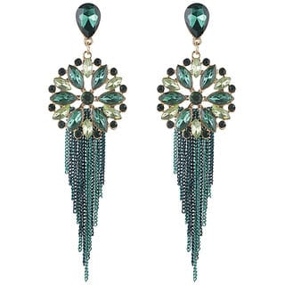 Green Chain Dangling Markis Dangler Earrings for Girls Alloy Material Earrings for Women's Fashion Jewellery for Party