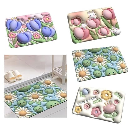 5D Water Absorbent Door Mat (Random Design & Colour) (Pack Of 2)