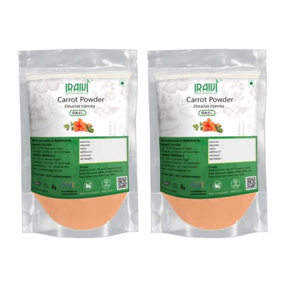 IRAIVI Premium Carrot Powder 200g | Gajar | 100% Pure Natural | Rich Vitamin A, Beta-Carotene & Fiber | Wholesome Vegetable Powder for Smoothies, Juices, Soups & Daily Nutrition| Eye & Skin Care