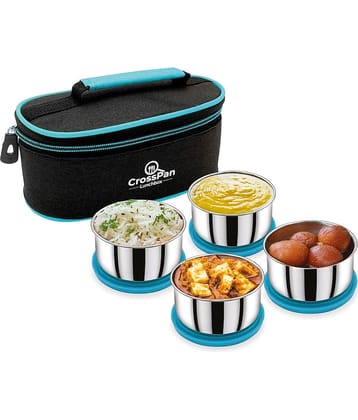 CrossPan SMART LUNCH BOX / TIFFIN BOX Stainless Steel Lunch Box 4 - Container ( Pack of 1 )