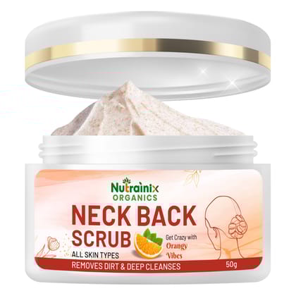 Nutrainix Organics Neck Back Glow Scrub, Brightening Exfoliator for Silky, Radiant Skin for All Skin Types - 50g