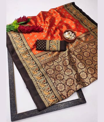 Kanooda Prints Art Silk Printed Saree With Unstitched Blouse Piece ( Teal )