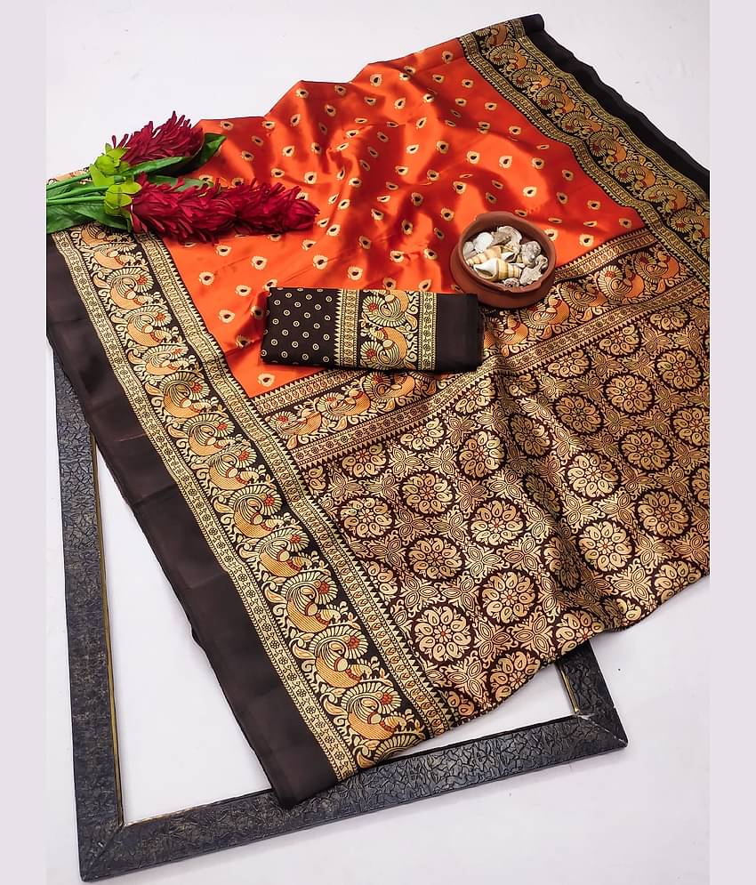 Kanooda Prints Art Silk Printed Saree With Unstitched Blouse Piece ( Teal )