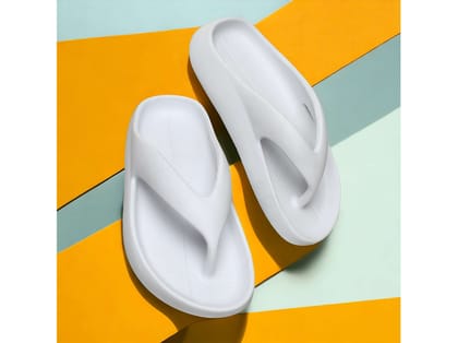 FEEL TIME Classic Ultra Soft Sliders/Slipper for Men - White - UK 7