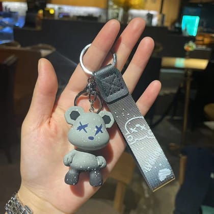 Dual Shaded XX Bear Keychain - Grey - Single Piece