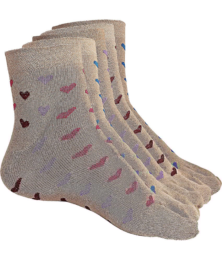 Texlon - Skin Color Cotton Women's Thumb Socks ( Pack of 5 )