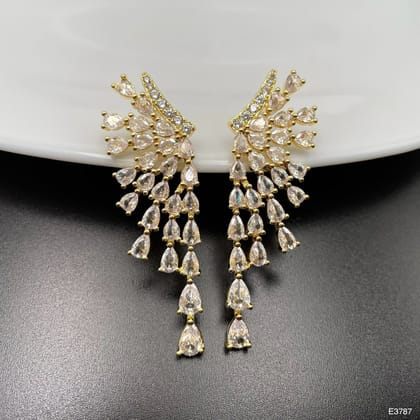 Pear Drop Solitaire Cubic Zirconia 18K Gold Anti Tarnish Dangler Earring For Women-Silver