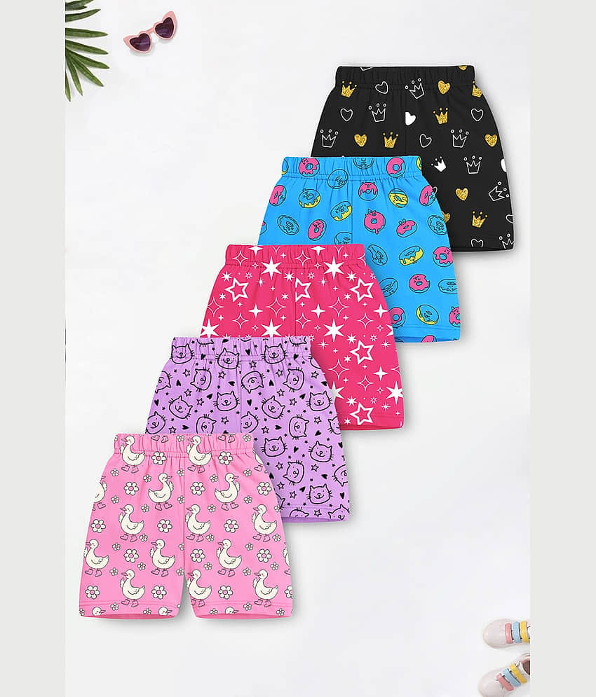 Trampoline Pack of 5 Girls Cotton Blend Shorts ( Multicolor )