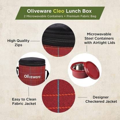 Oliveware Cleo Lunch Box | Stainless Steel Containers | Microwave Safe | Leak Proof 2 Containers Lunch Box  (1050 ml, Thermoware)