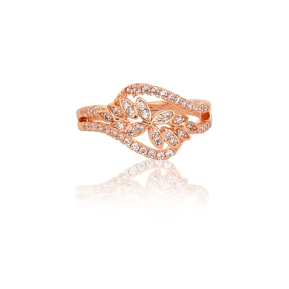 Rose Gold Plated | American Diamond Studded | Adjustable | Finger Ring for Women and Girls, Style 4