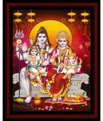Saf Shiv Parivar Religious Painting With Frame