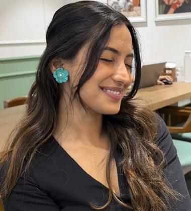 Crochet earrings in sky blue color