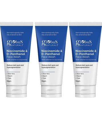 Globus Naturals Niacinamide Face Wash,Reduces Dark Spots,For Oily & Sensitive Skin,50Gm (Pack of 3)