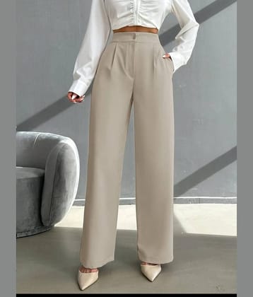 Broadstar Pack of 1 Polyester Straight Women's Casual Pants ( Beige )