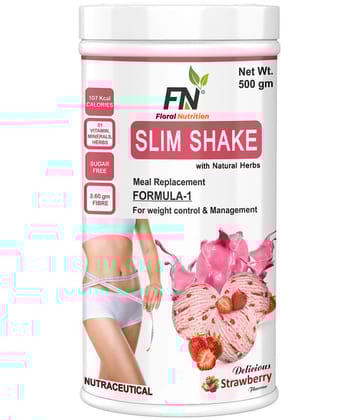 Floral Nutrition Slim Shake Formula 1 with Natural Herbs 500 gm Strawberry