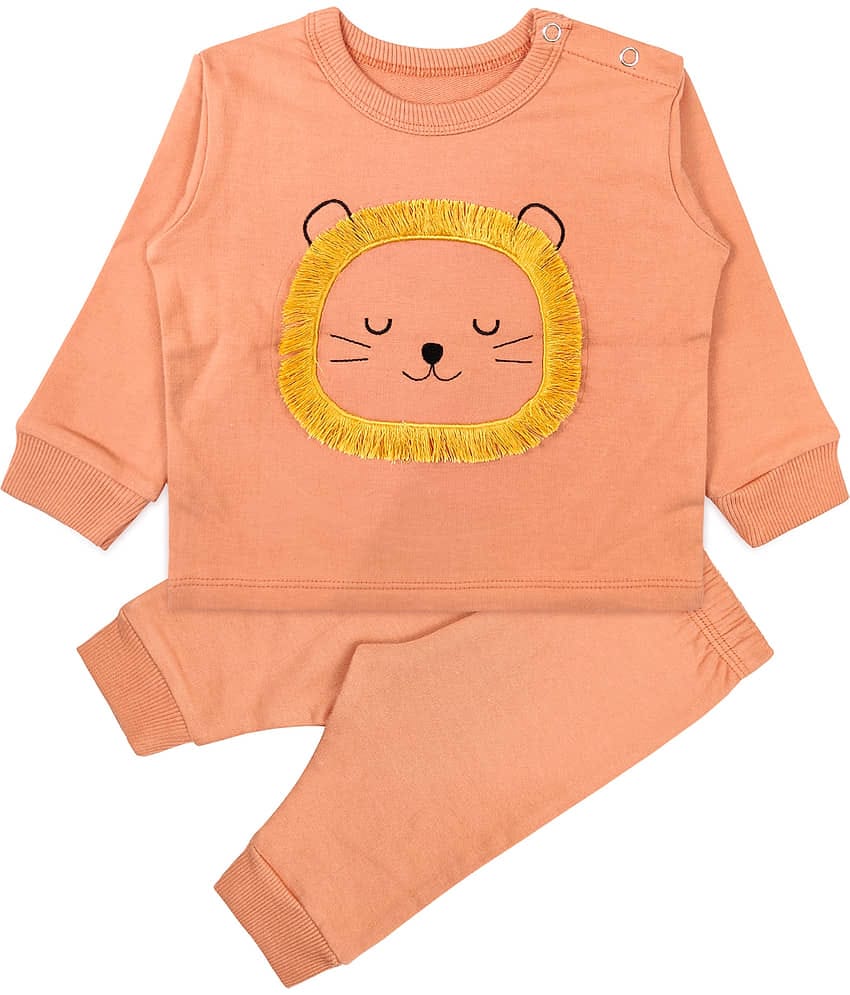 Ariel Pack of 1 Unisex for Baby Cotton Blend T-Shirt & Pyjama Set ( Orange )