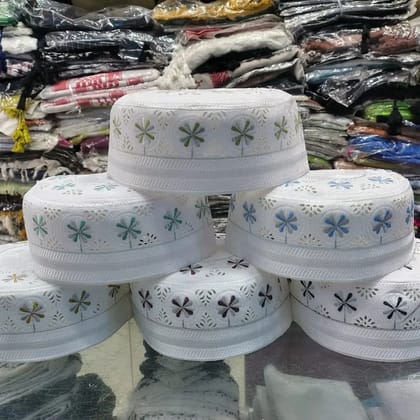 Designing cap Pack off 12 Pcs  (  White  -  Size - Mix )