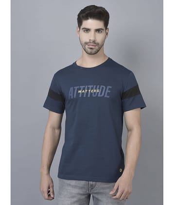 Dollar Cotton Blend Regular Fit Printed Half Sleeves Men's T-Shirt - Light Blue ( Pack of 1 )