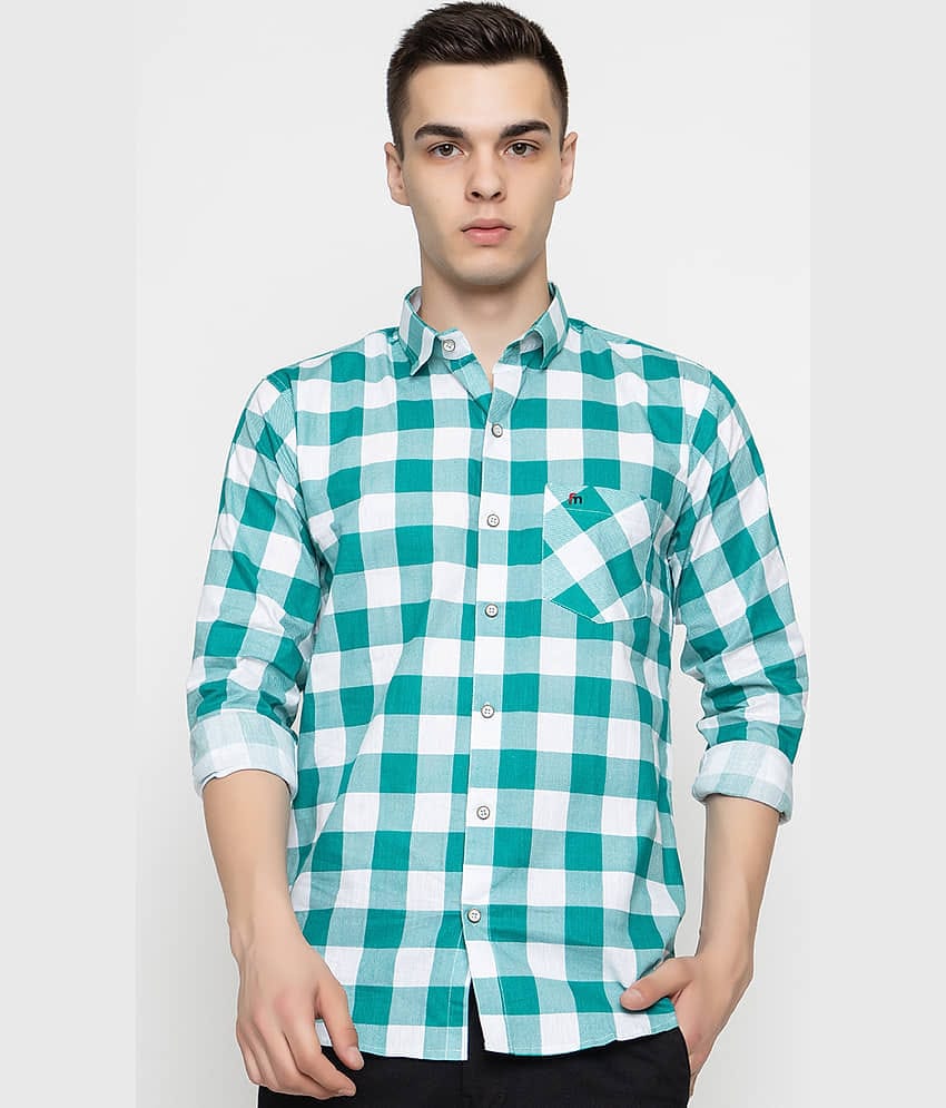 MODERNITY Cotton Blend Regular Fit Checks Full Sleeves Men's Casual Shirt - Green ( Pack of 1 )