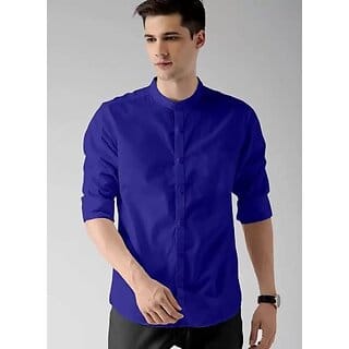 Baleshwar Men Navy Solid Formal Shirt (Pack of 1)