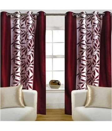 Tanishka Fabs Semi-Transparent Curtain 7 ft ( Pack of 2 ) - Maroon
