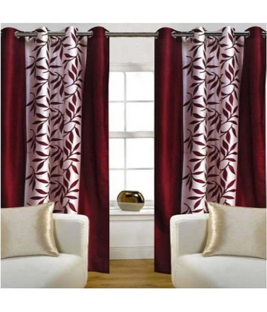 Tanishka Fabs Semi-Transparent Curtain 7 ft ( Pack of 2 ) - Maroon