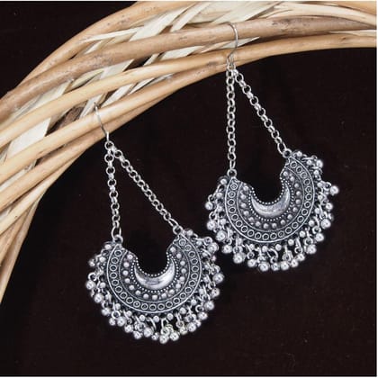 Antique Silver / Gold Chandbali Long Chain Dangle Oxidized Earring- AER 412