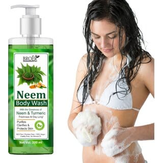 Broer Neem Body Wash - Anti-Bacterial Herbal Body Cleanser for Clear & Glowing Skin (200 ml)