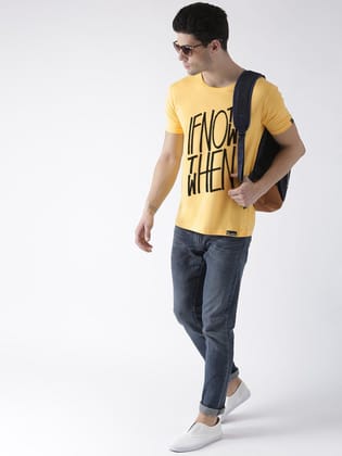 Young Trendz Bio-Wash Cotton Half Sleeve IFNOT1 Graphic Printed YELLOW1 T-Shirt-YELLOW / Medium / 100% Bio Wash Cotton
