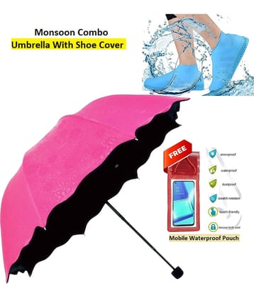 RAMDEV ENTERPRISE Pink 1 Fold Umbrella