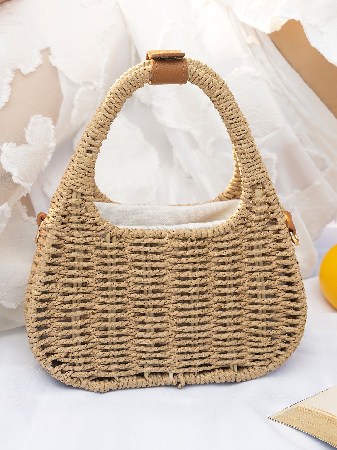 The Straw-Trinity Hand Bag - Khaki Brown-Sling Bag