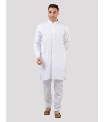 Maharaja - White Cotton Regular Fit Men's Kurta Pyjama Set ( Pack of 1 )