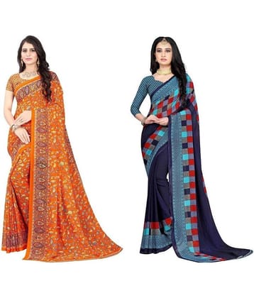 LEELAVATI Georgette Printed Saree With Unstitched Blouse Piece ( Multicolour )