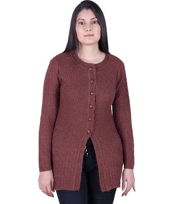 Ogarti Acrylic Brown Buttoned Cardigans - Single