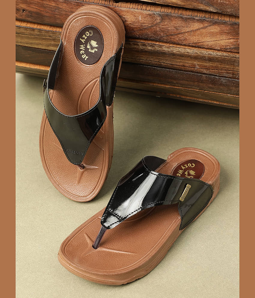 Cozy Wear Black Women's Thong Flip Flop