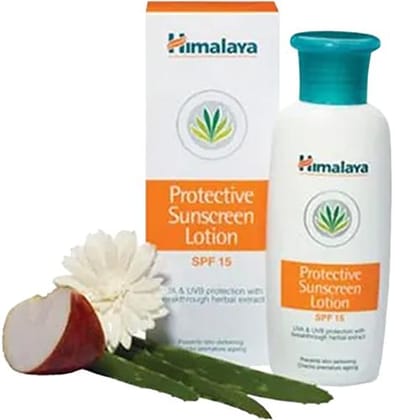Himalaya Protective Sunscreen Lotion - All Skin Types, Aloe Vera, 50 Ml Bottle