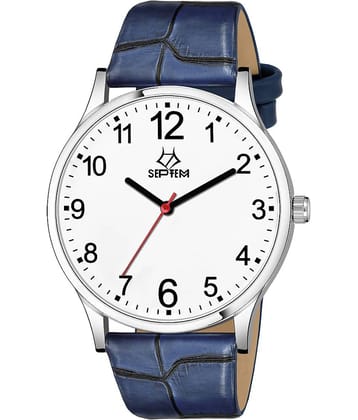 Septem Blue Leather Analog Men's Watch