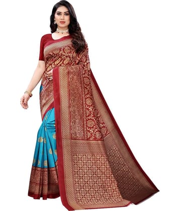 Samai Cotton Silk Embellished Saree With Unstitched Blouse Piece ( Rama )