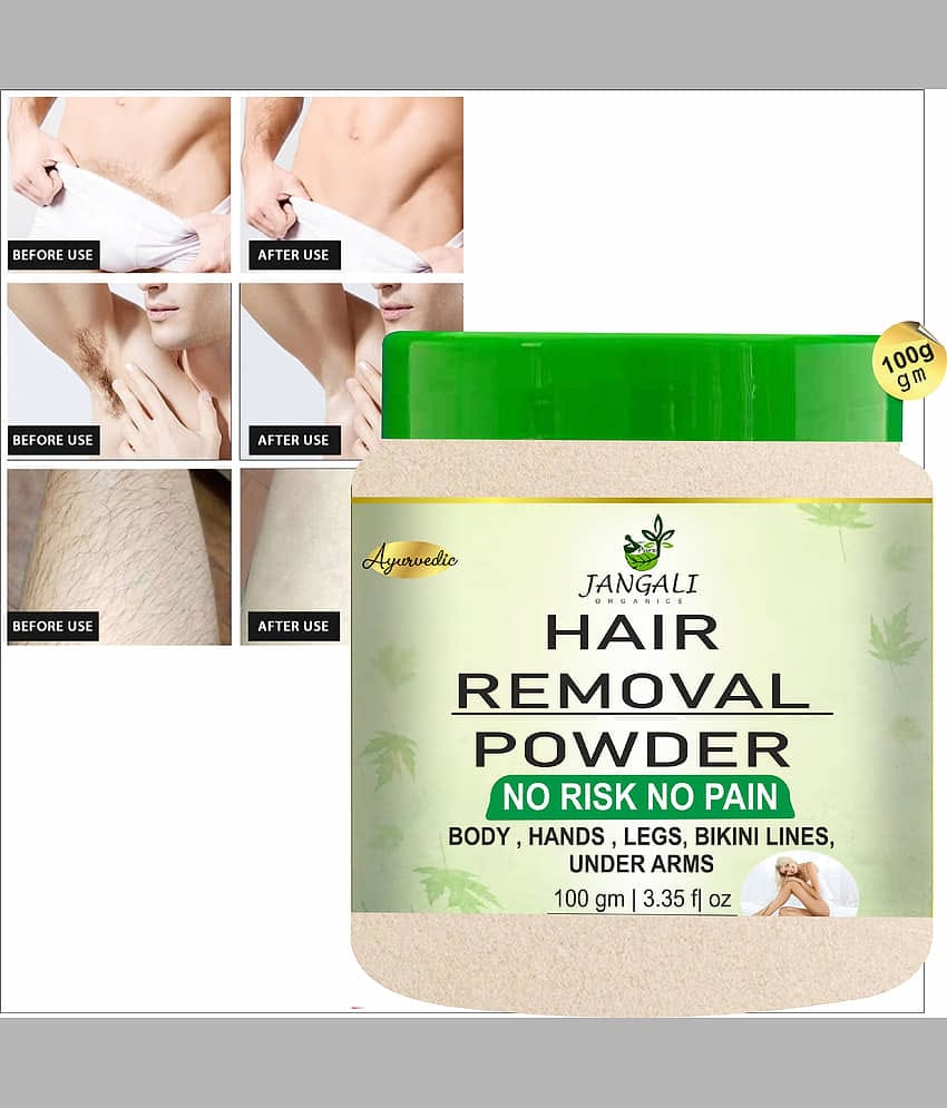 PURE JANGALI orgaics Hair Removal Powder Three in one Use For Powder D-Tan Skin 100gm