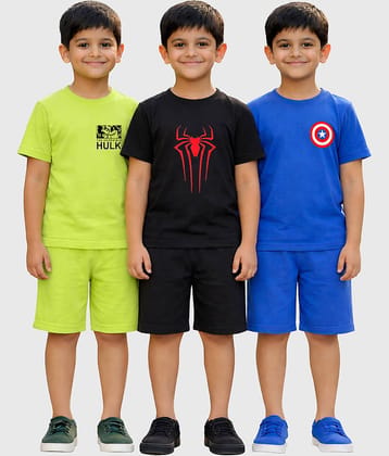 Kuchipoo Pack of 3 Boys Cotton Blend T-Shirt & Shorts Set ( Multicolor 1 )