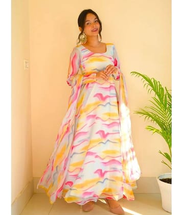 kedar fab Multicolor Anarkali Georgette Women's Stitched Ethnic Gown ( Pack of 1 )