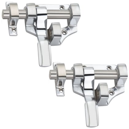 BUCKLER Latching Draw Hasp Latch (Aluminium, Stainless Steel) Finish-Silver, Size -4 Inch-Pack of 2