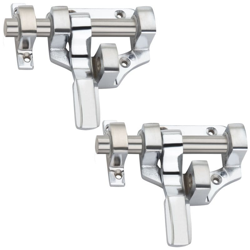 BUCKLER Latching Draw Hasp Latch (Aluminium, Stainless Steel) Finish-Silver, Size -4 Inch-Pack of 2