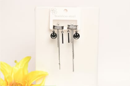 Silver Drop Chain with Smile Metal Dangler-Silver
