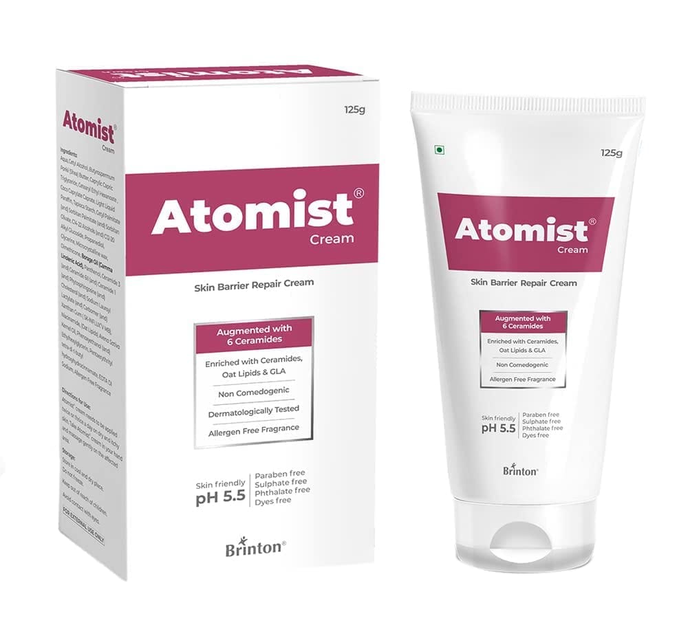 Brinton Atomist Skin Barrier Repair Cream 125 gm | Enriched with Ceramides Oats Lipids & GLA x Pack of 4